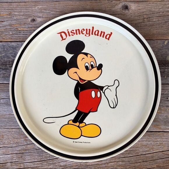 Vintage Disneyland Mickey Mouse Round Tin Platter - Picture 1 of 13